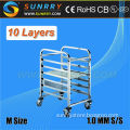 Fashionable Stainless Steel Foldable Hand Trolley Cart And 10 Layers Cleaning Trolley